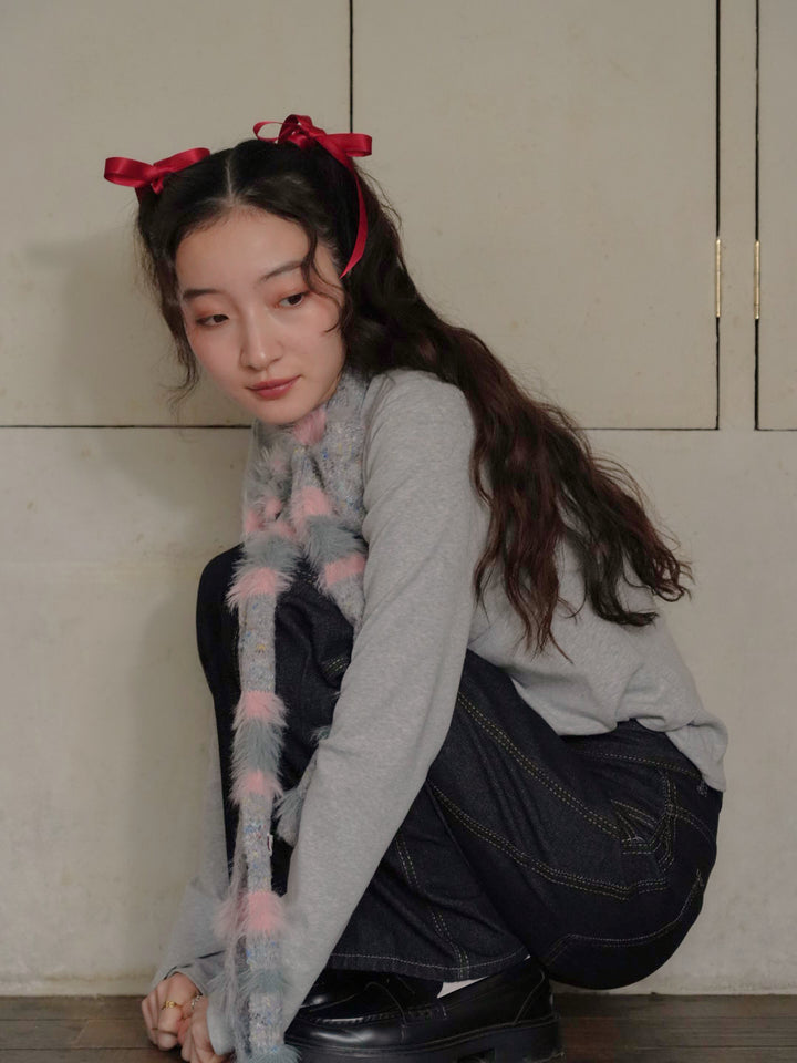 furry stripe knit muffler 【 11/6 19:00 発売予定 】