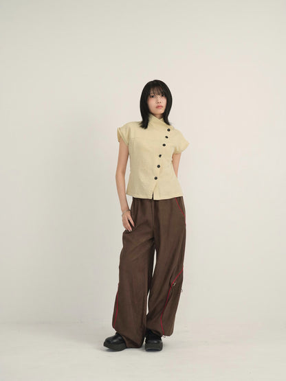 asymmetric collar shirt