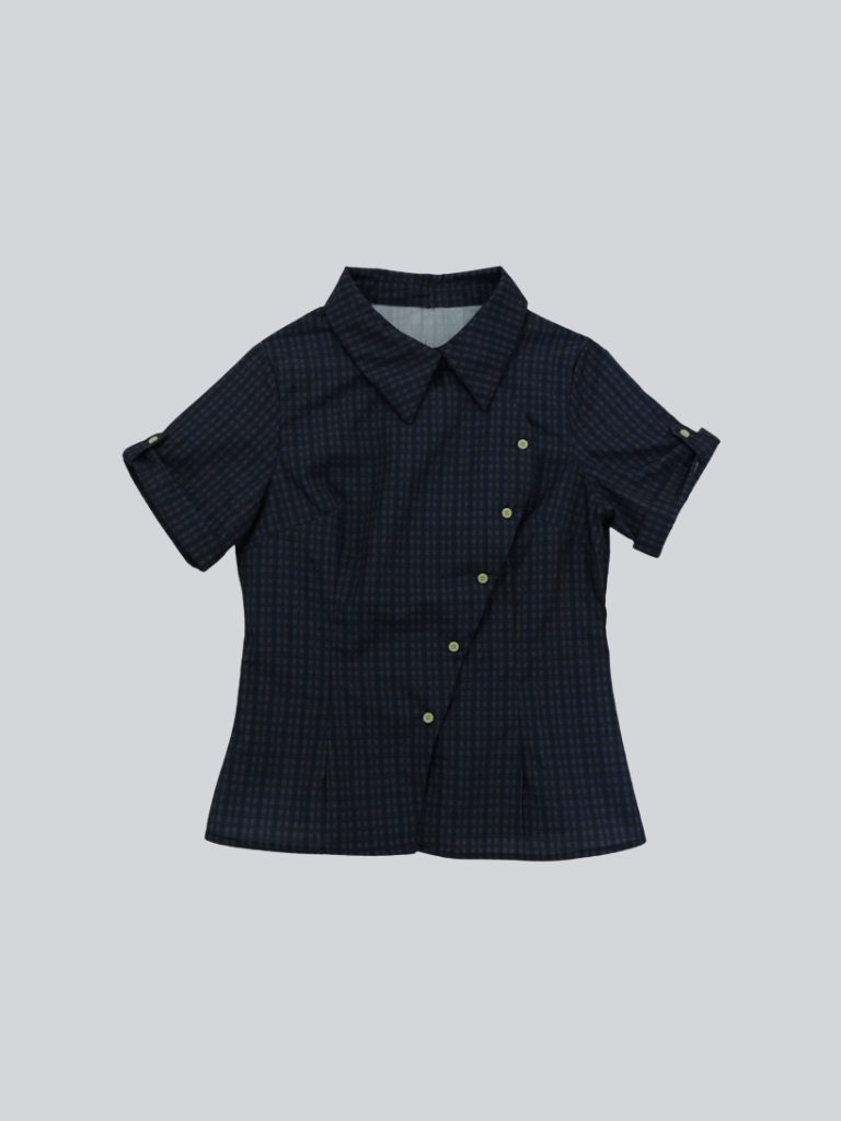 retro check button shirt