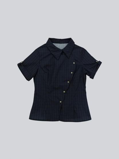 retro check button shirt