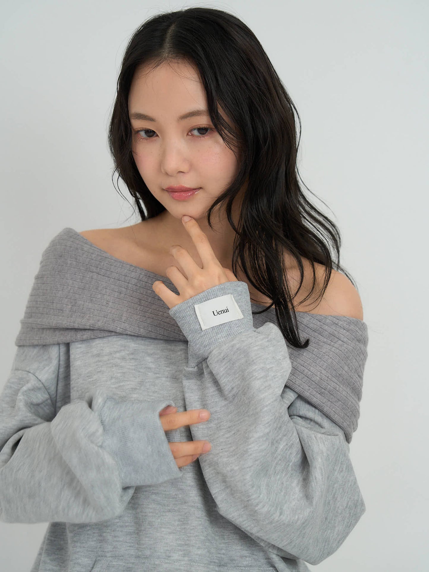 2way off shoulder sweat hoodie