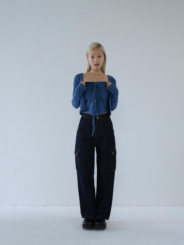 【 10月上旬発送予定 】ribbed ruched cami & cardigan set