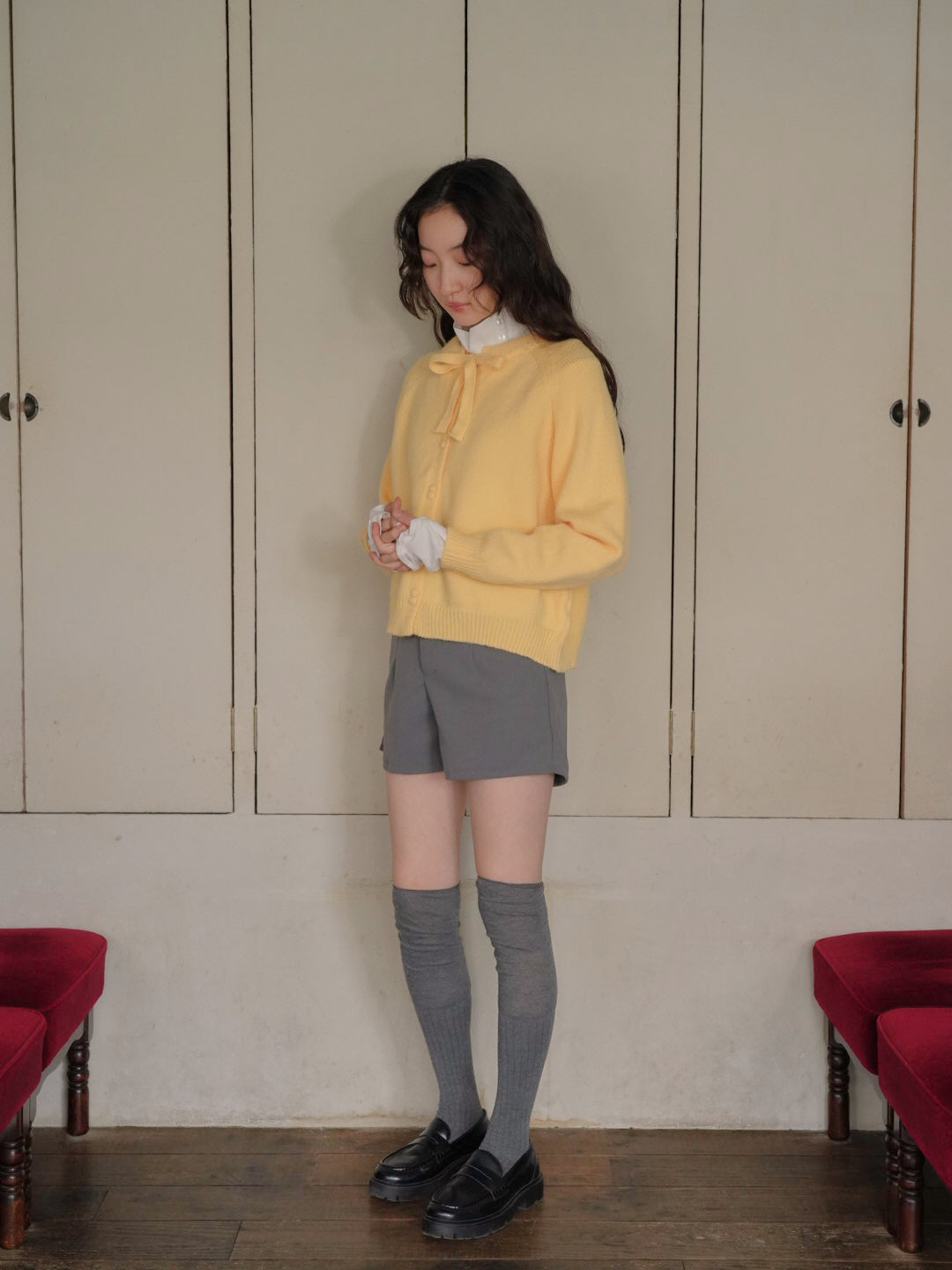 ribbon tie knit cardigan 【 11/6 19:00 発売予定 】