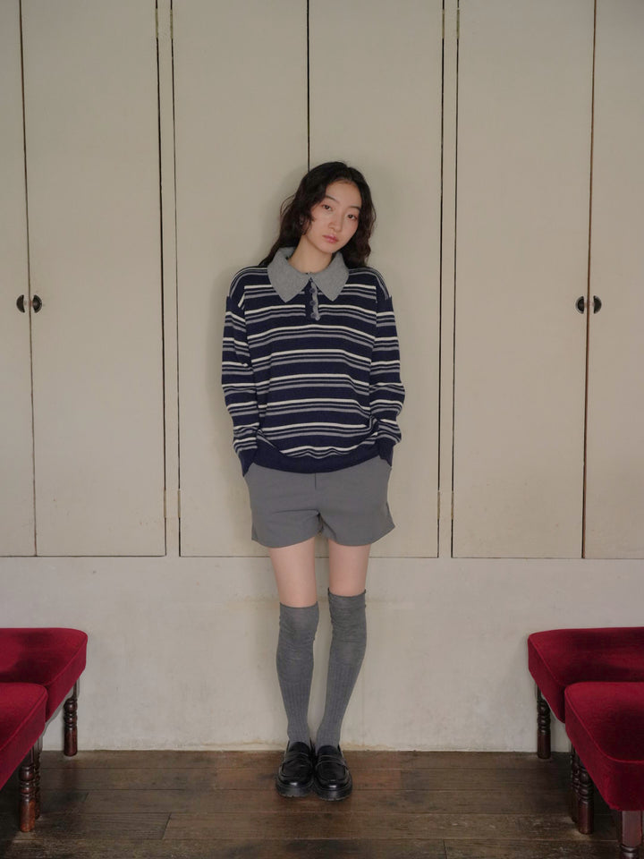 retro stripe collar knit