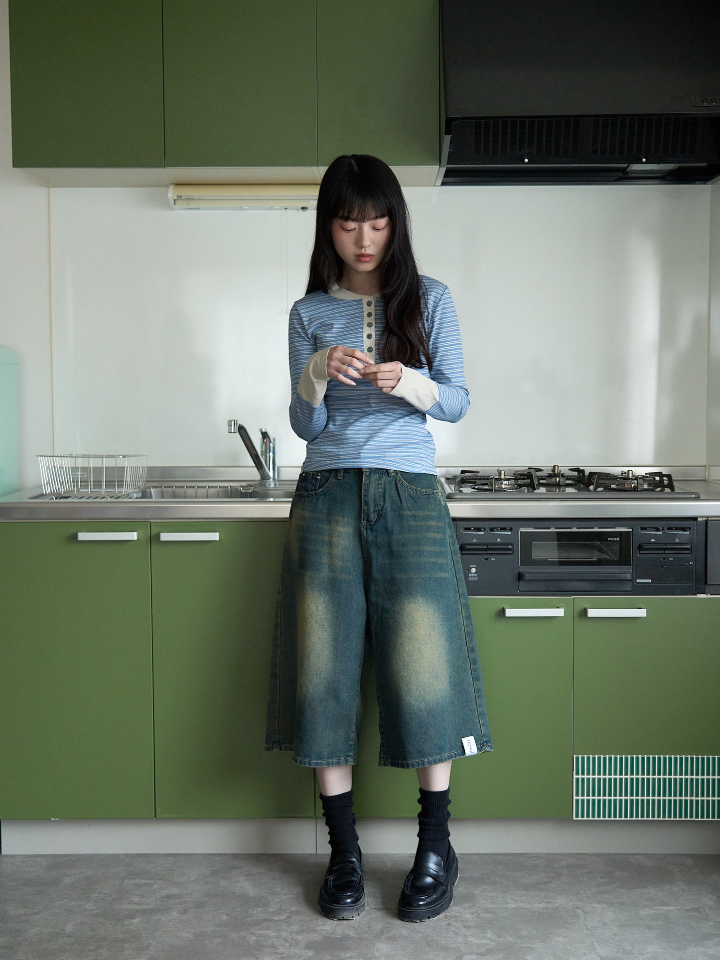 wide denim culottes