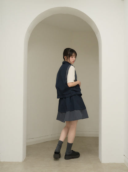 check vest & skirt set