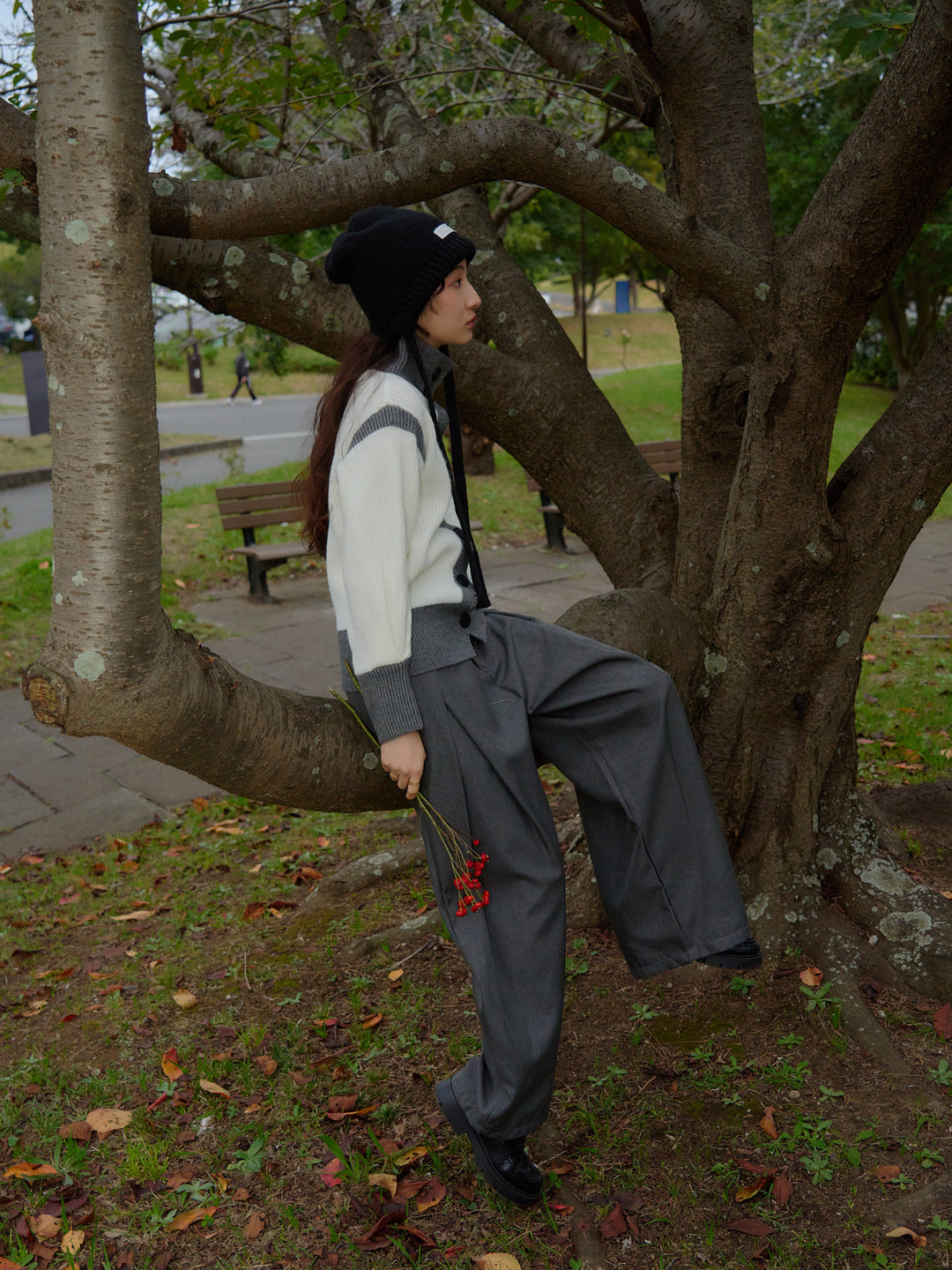 color block knit cardigan