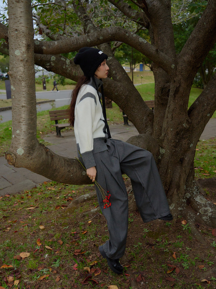 color block knit cardigan