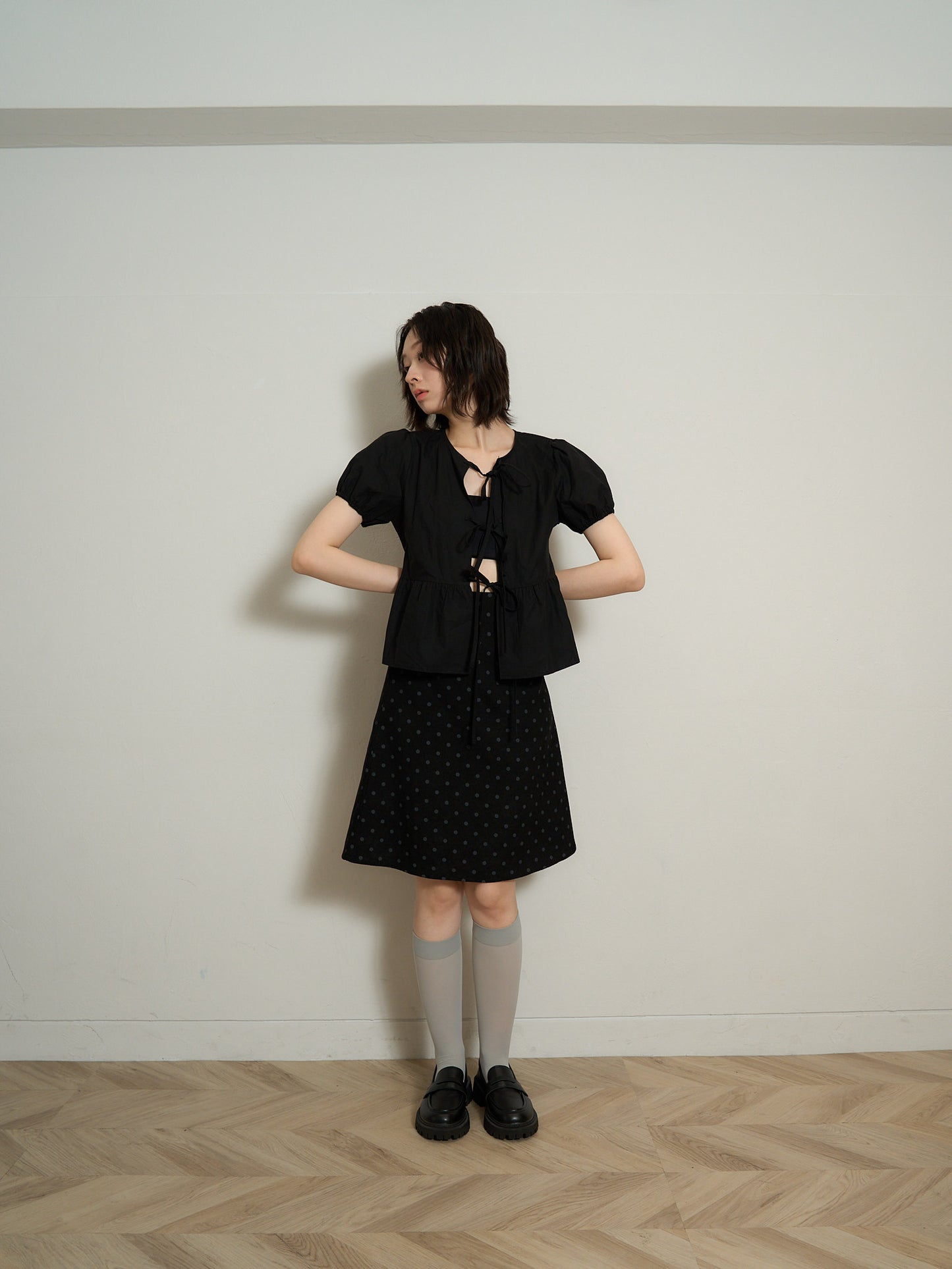 ribbon flare blouse