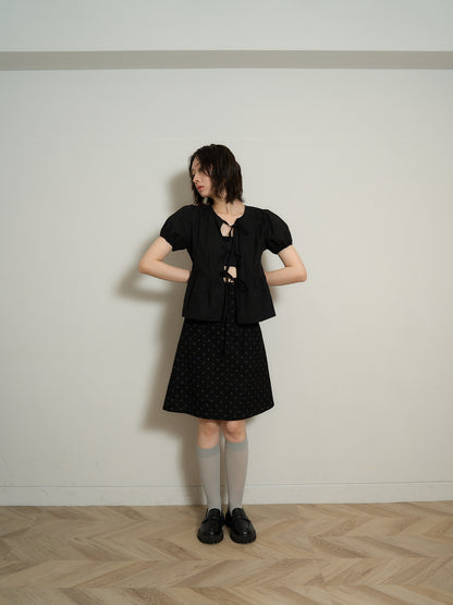 ribbon flare blouse