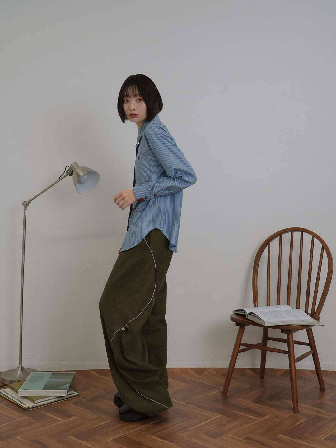 stitch line wide pants