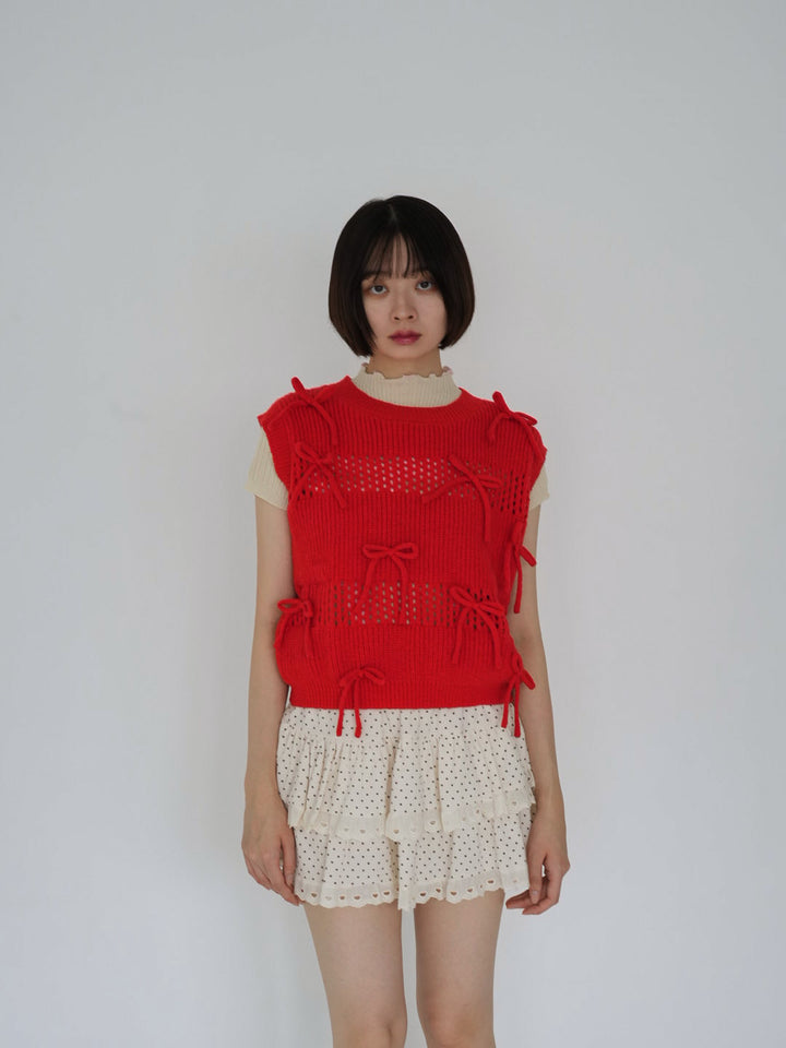 ribbon knit vest