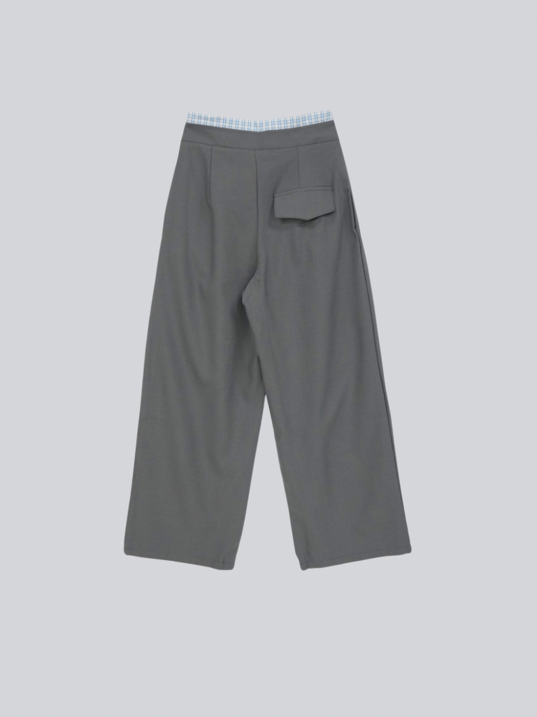 high waist ribbon wide pants
