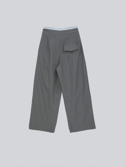 high waist ribbon wide pants