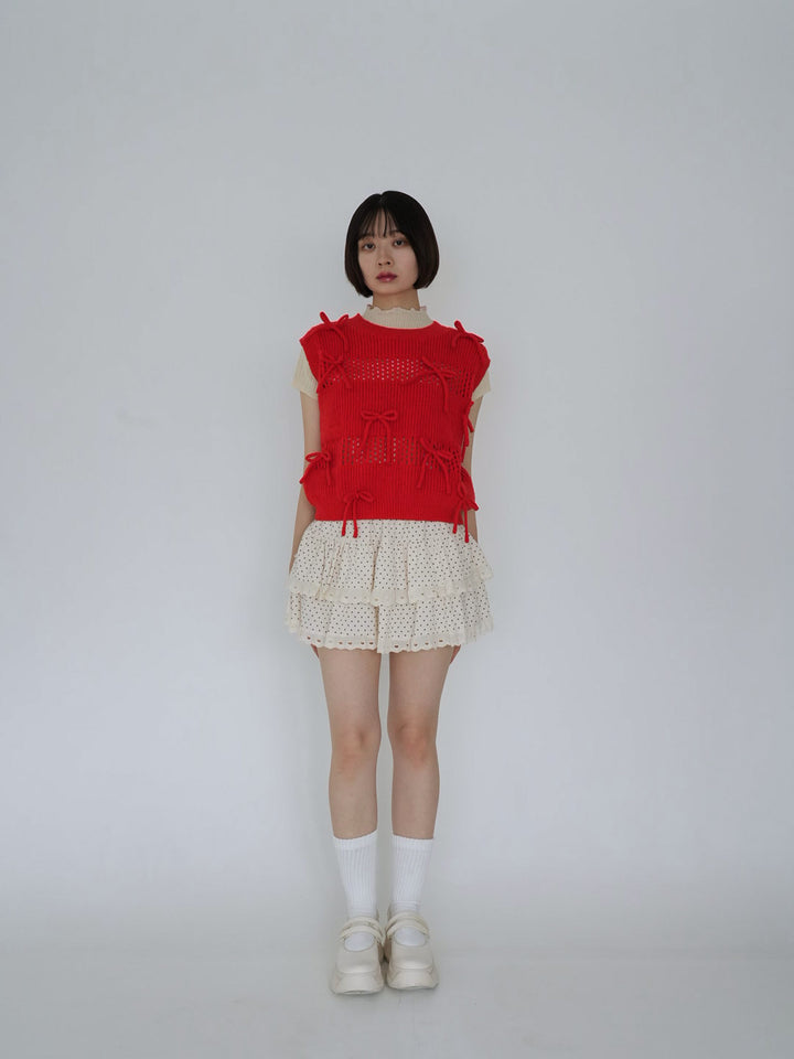 ribbon knit vest