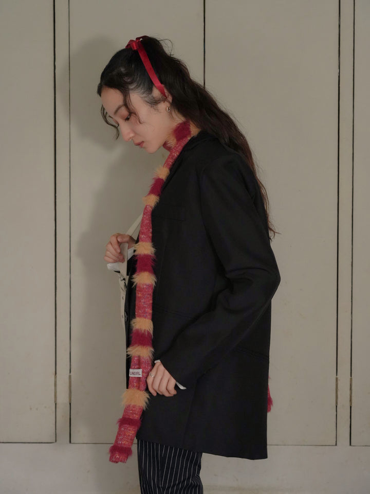 furry stripe knit muffler 【 11/6 19:00 発売予定 】