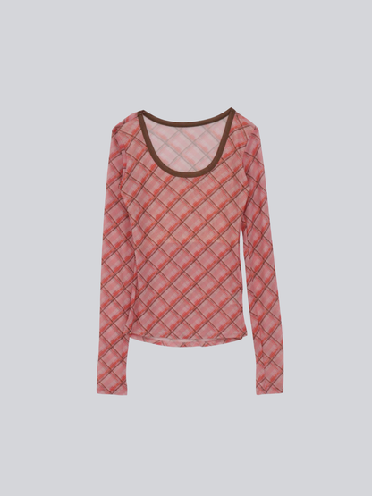 check slim long sleeve tee
