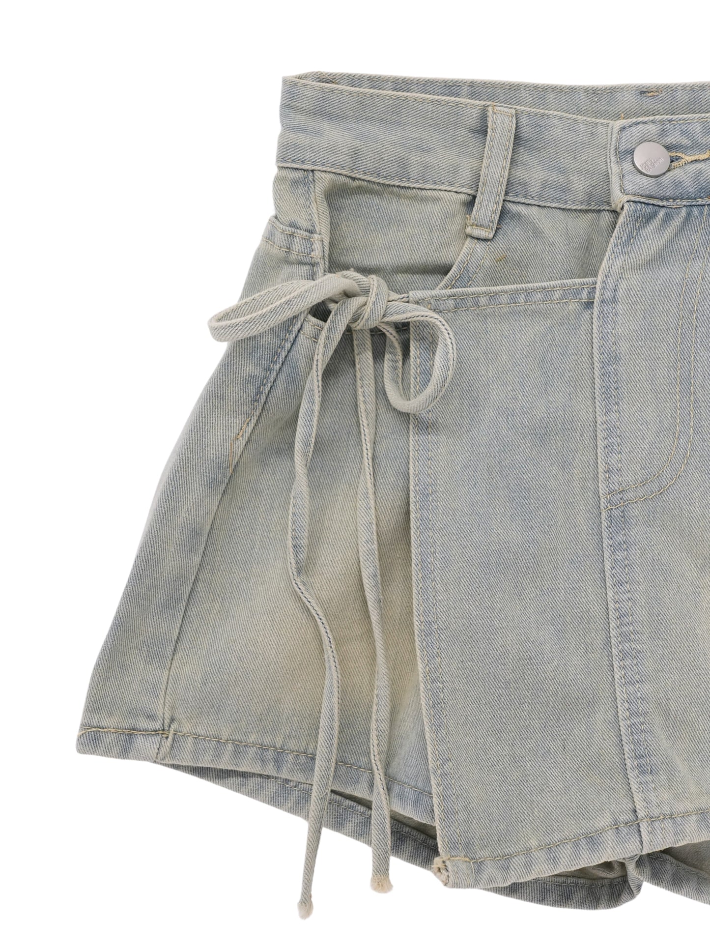 wrap denim shorts