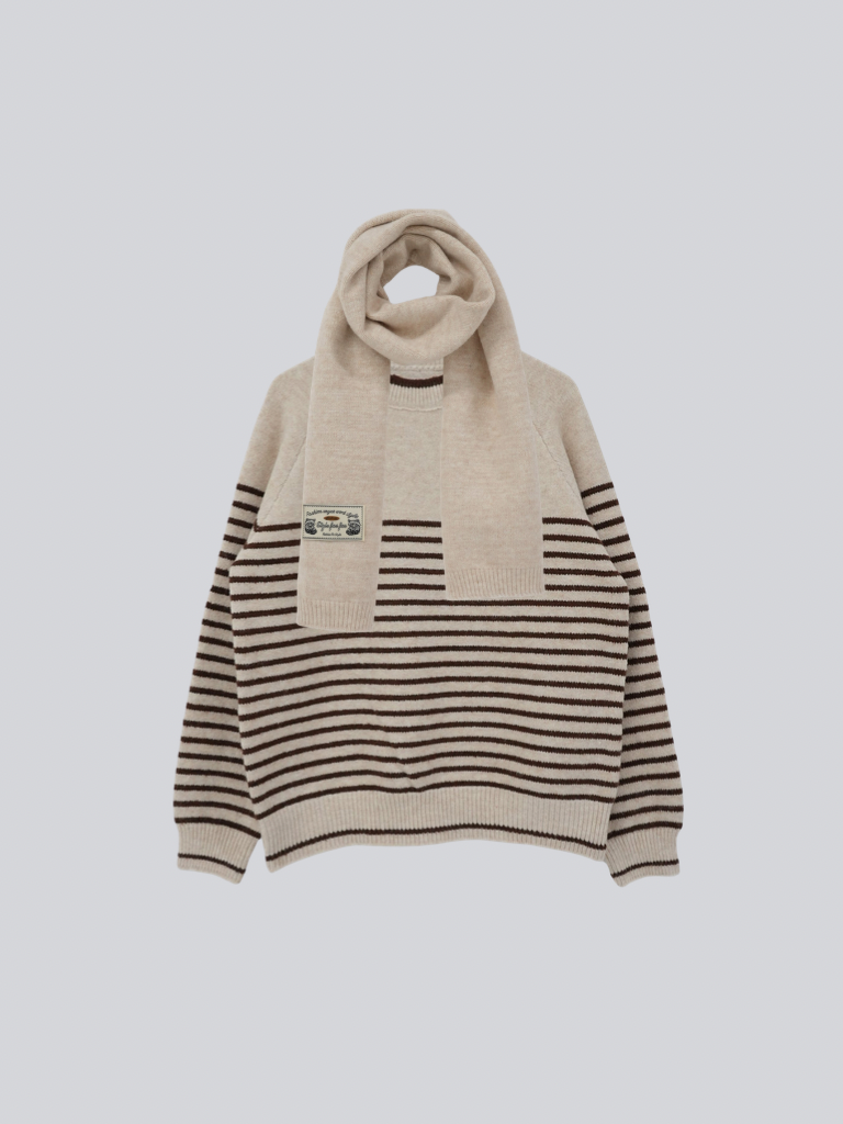 border knit top scarf set