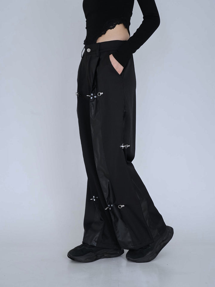 double material pin pants