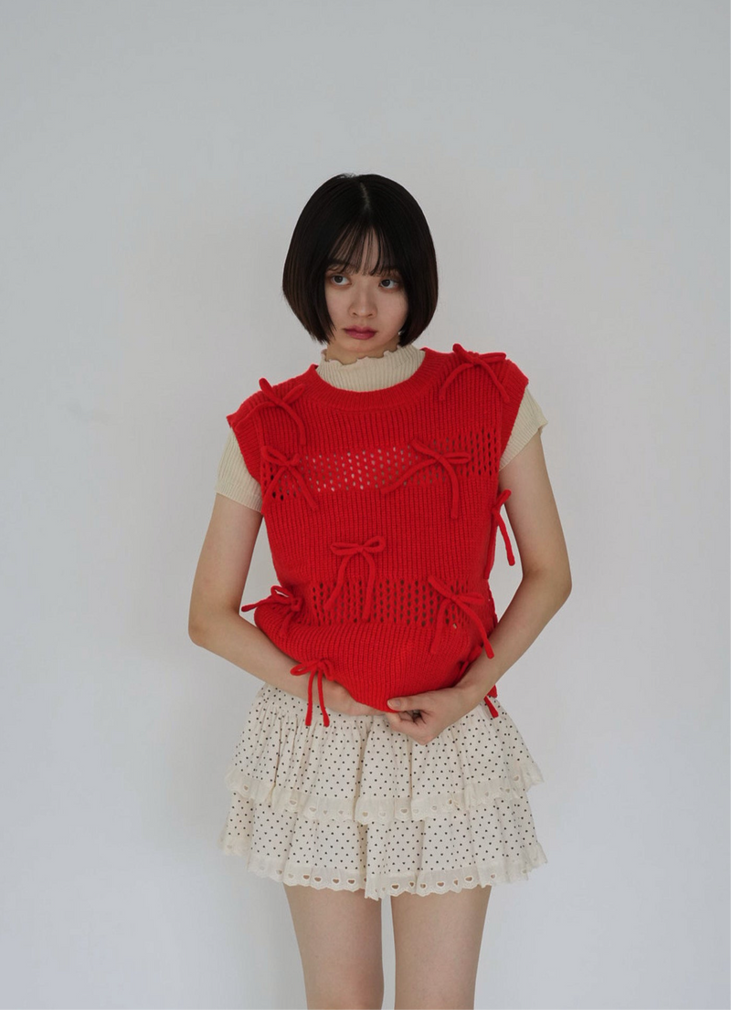 ribbon knit vest