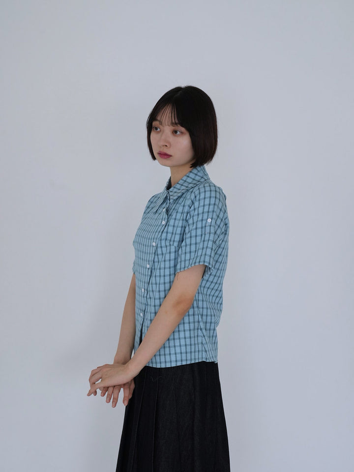 retro check button shirt