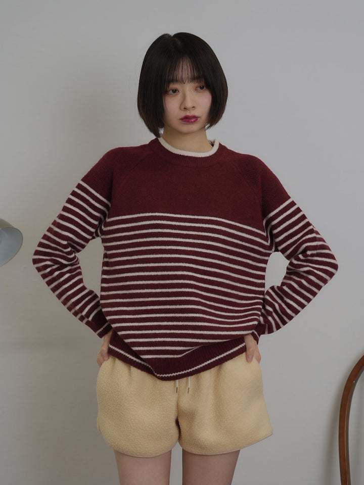 border knit top scarf set