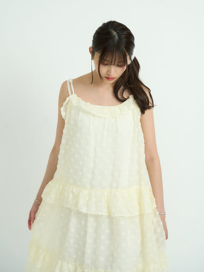 dot chiffon tiered dress