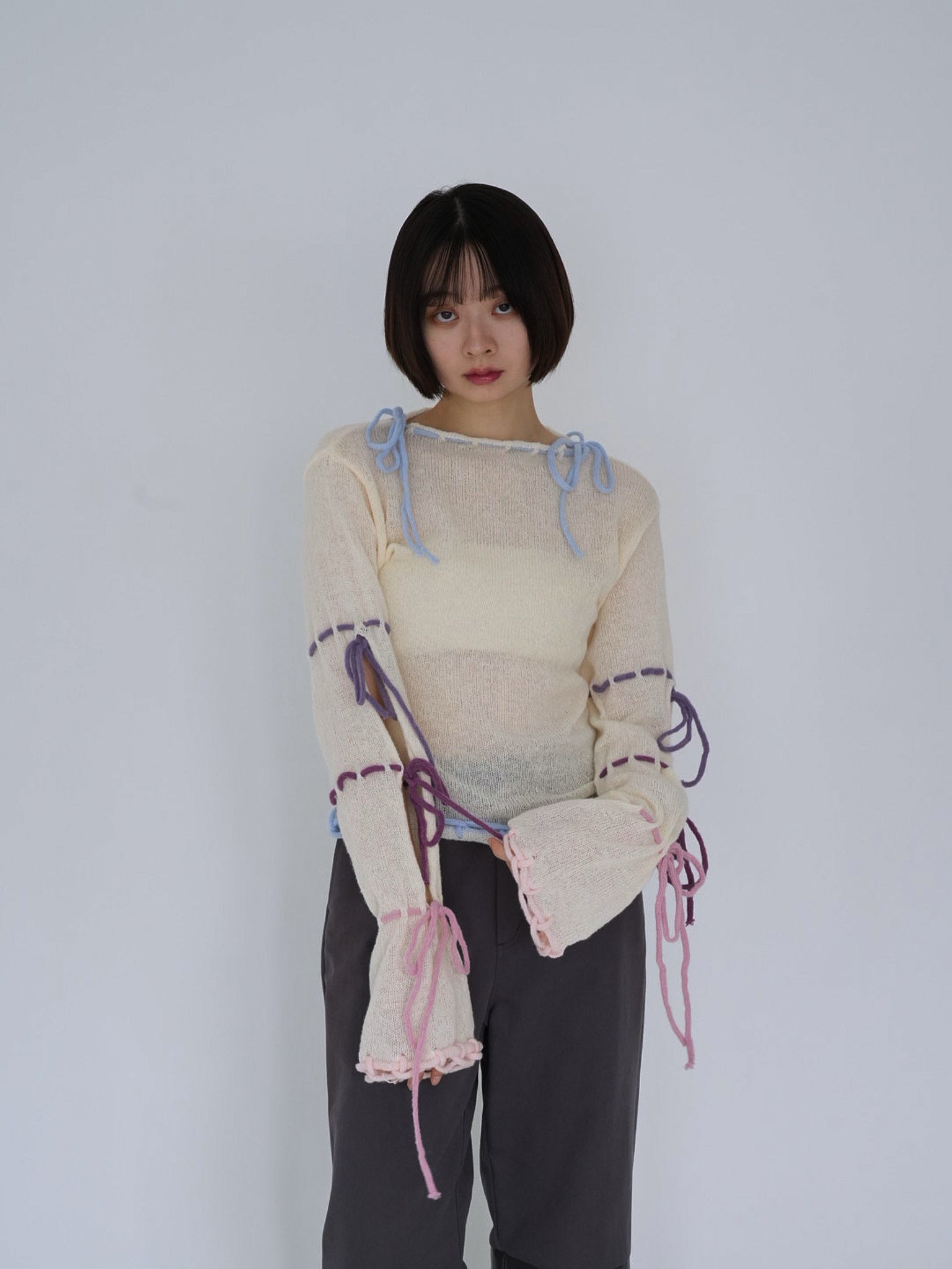 10月下旬発送予定 】ribbon detail knit top – Uenui