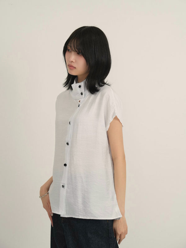 cotton linen stand collar shirt