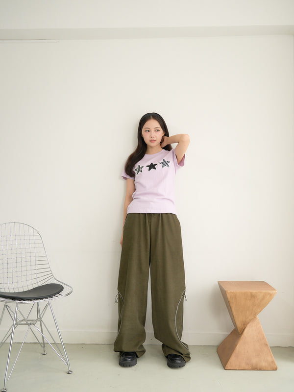 stitch line wide pants