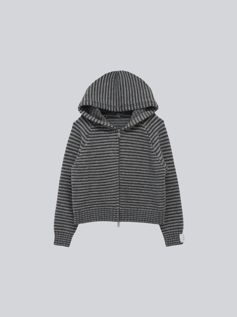 border knit zip hoodie