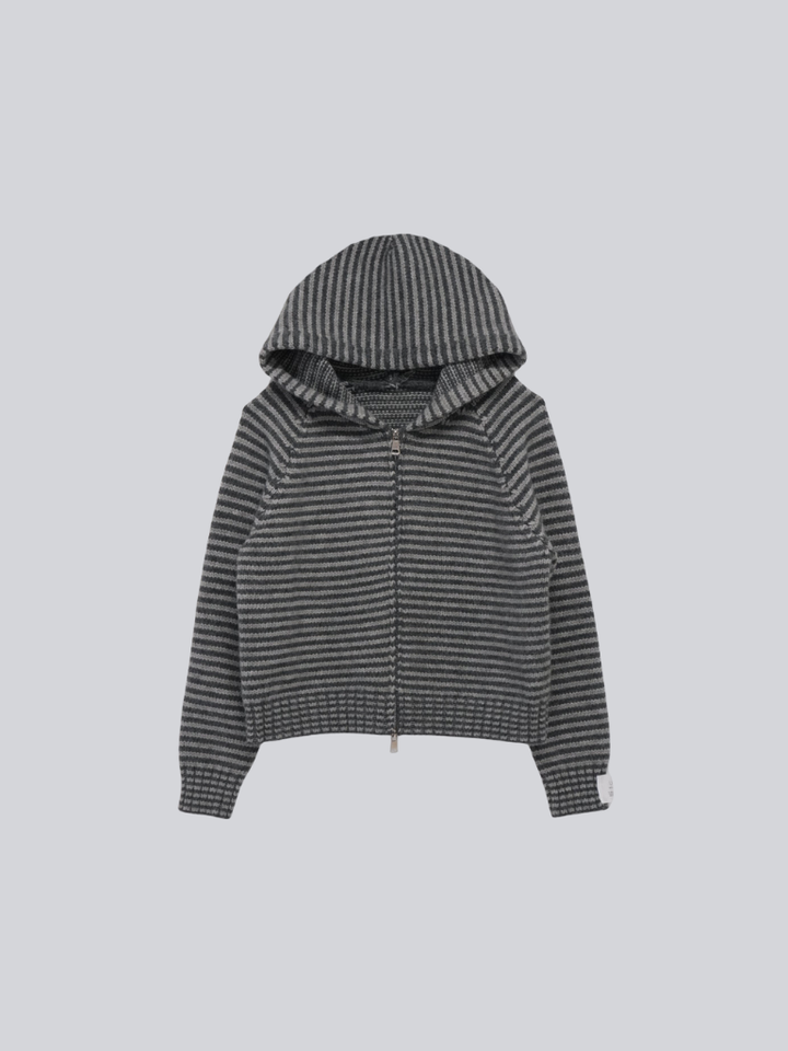 border knit zip hoodie