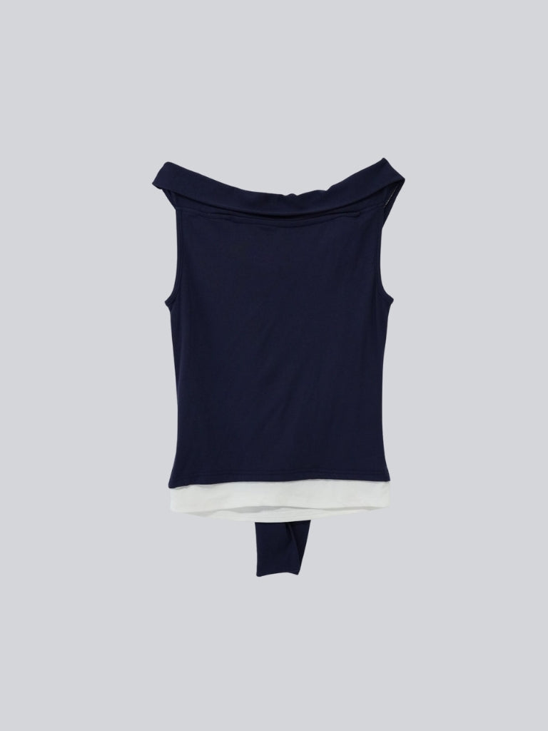 off shoulder twist ribbon top