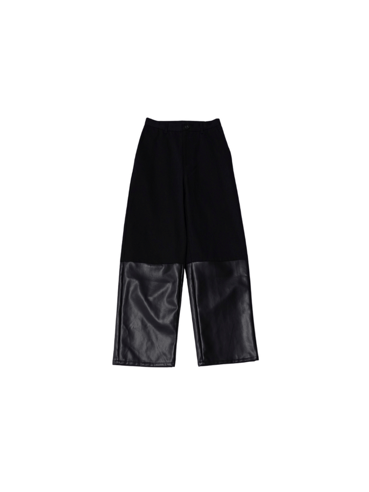 fake leather switching pants