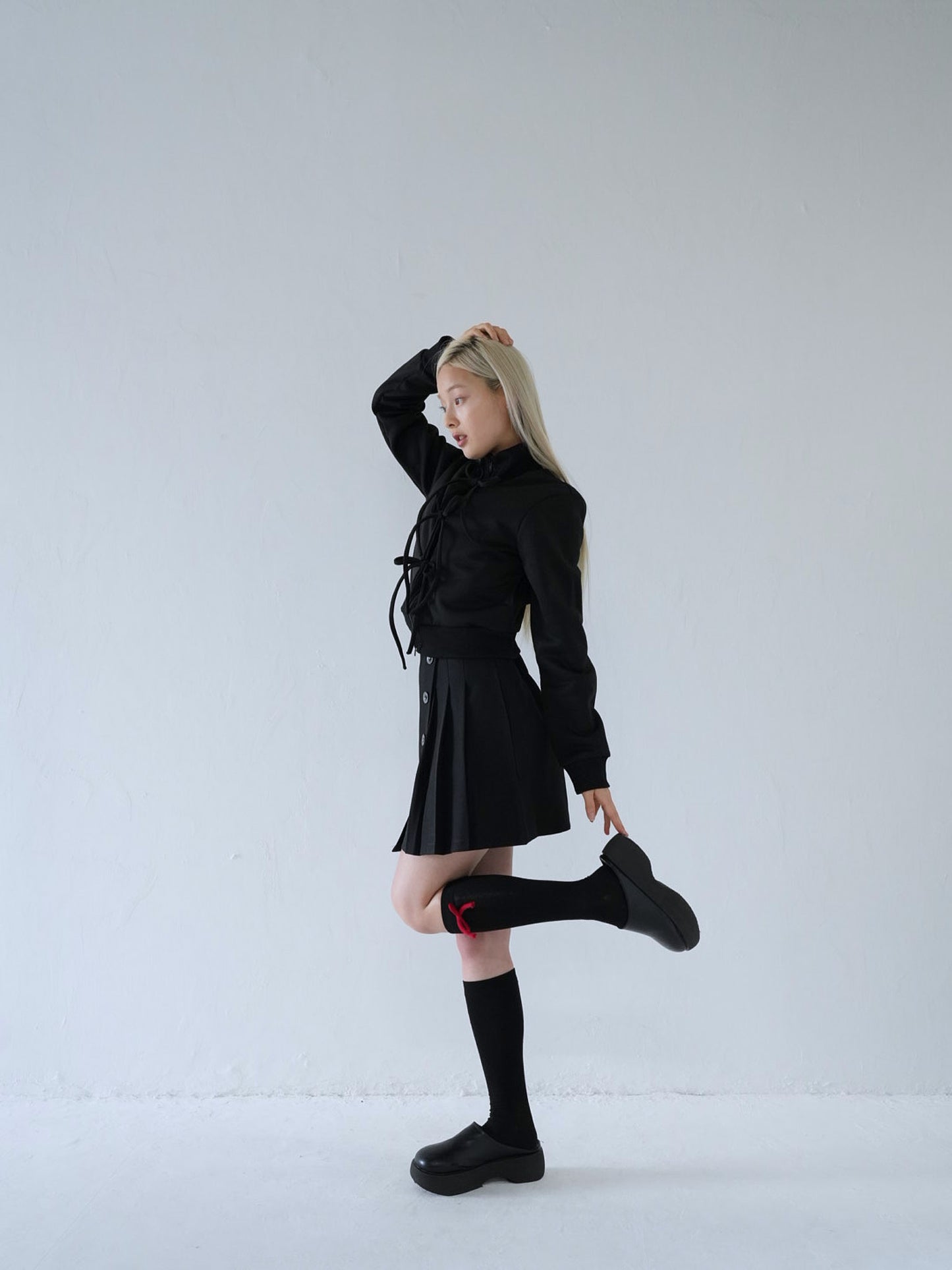 slanting button trapezoid skirt