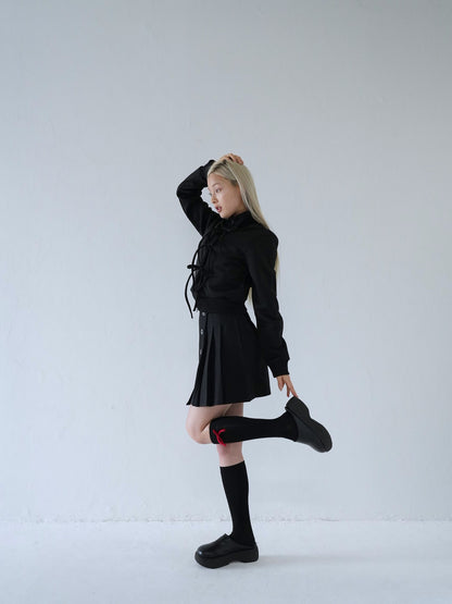 slanting button trapezoid skirt