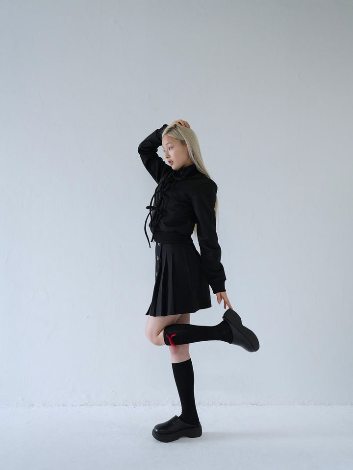 slanting button trapezoid skirt