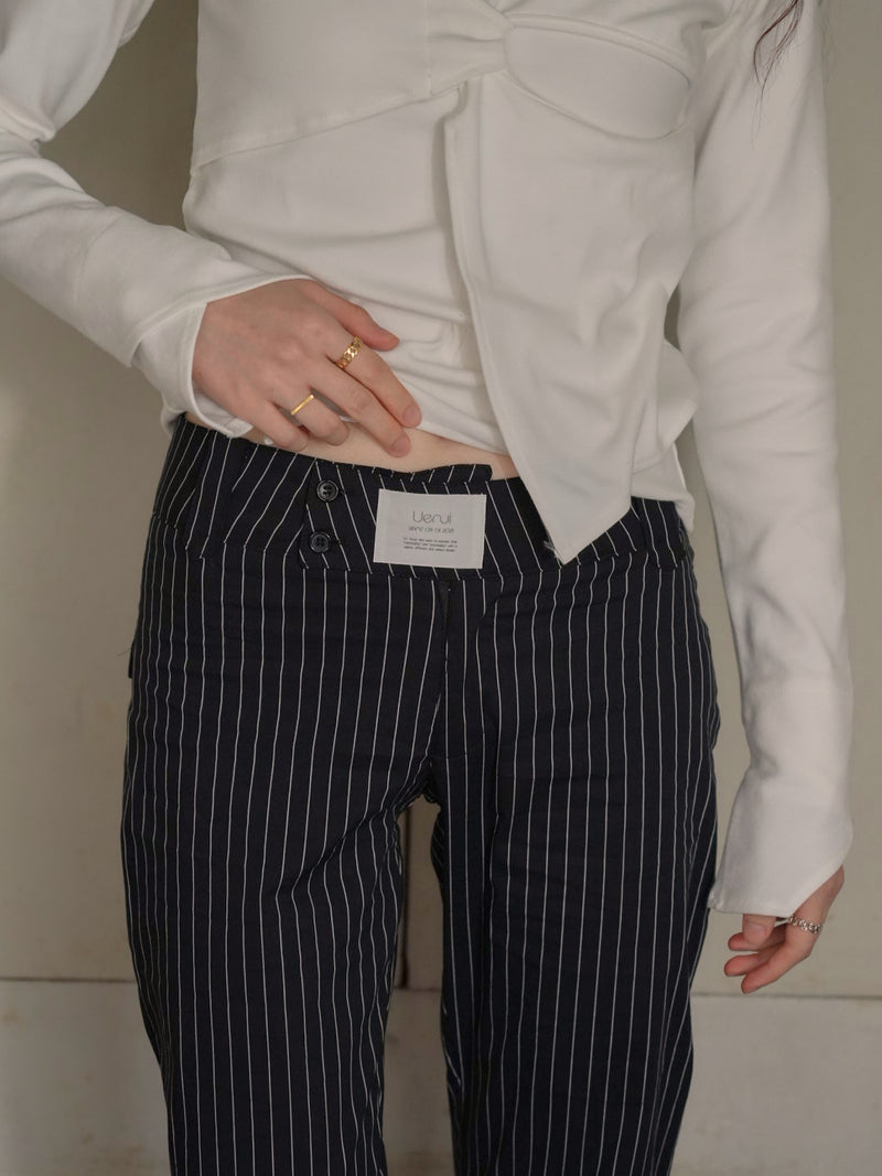 low rise pinstripe flare pants
