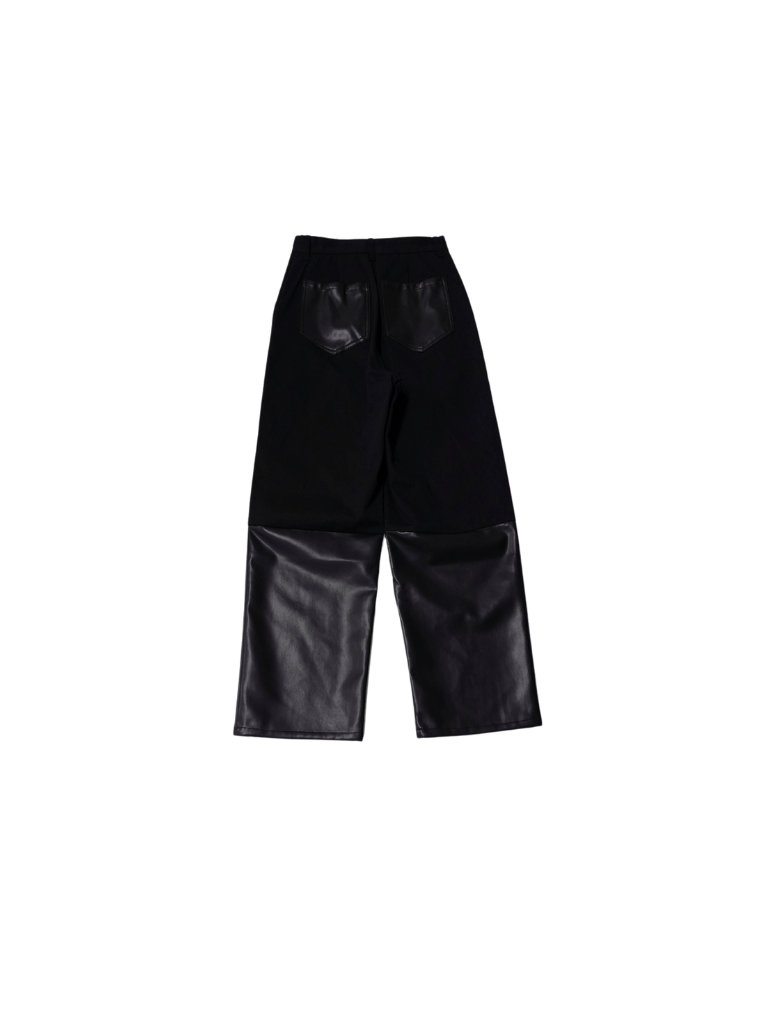fake leather switching pants