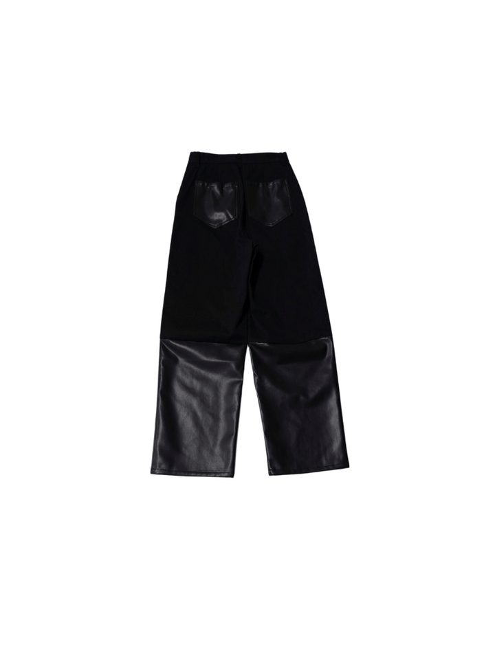 fake leather switching pants