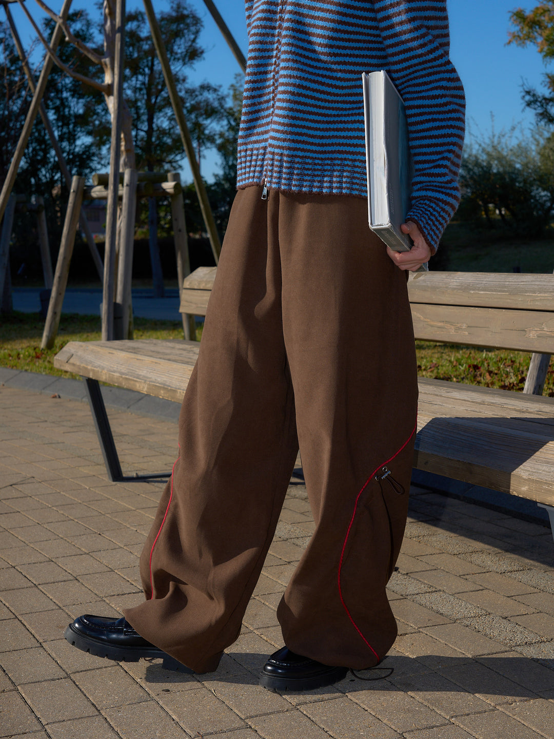 stitch line wide pants