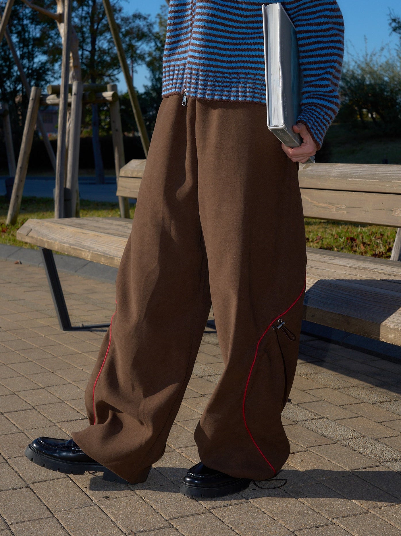 stitch line wide pants