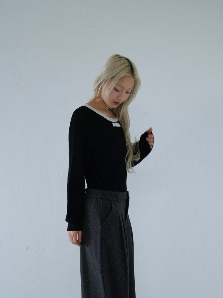 【 10月上旬発送予定 】contrast trim rib knit top