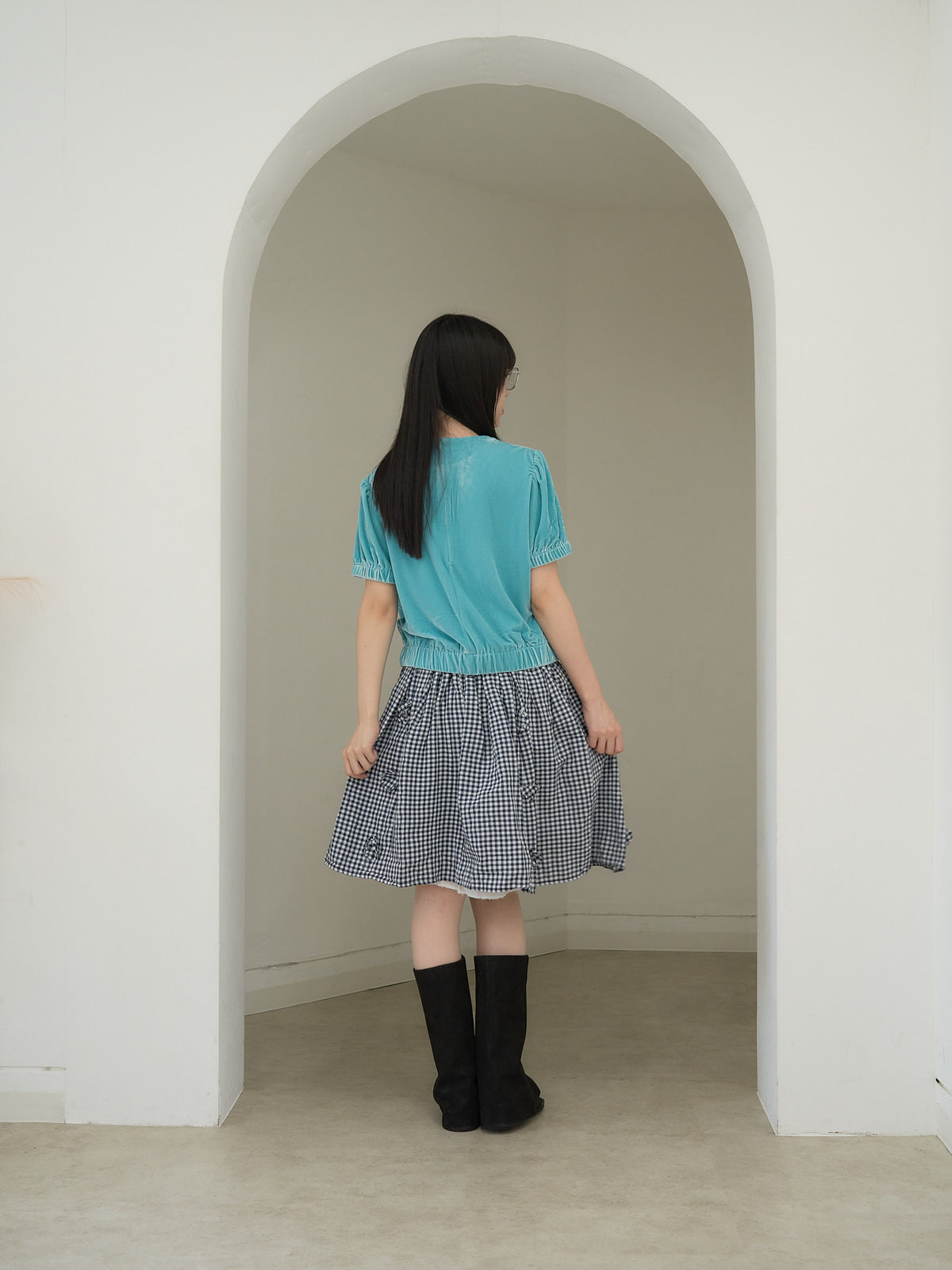velour puff sleeve top