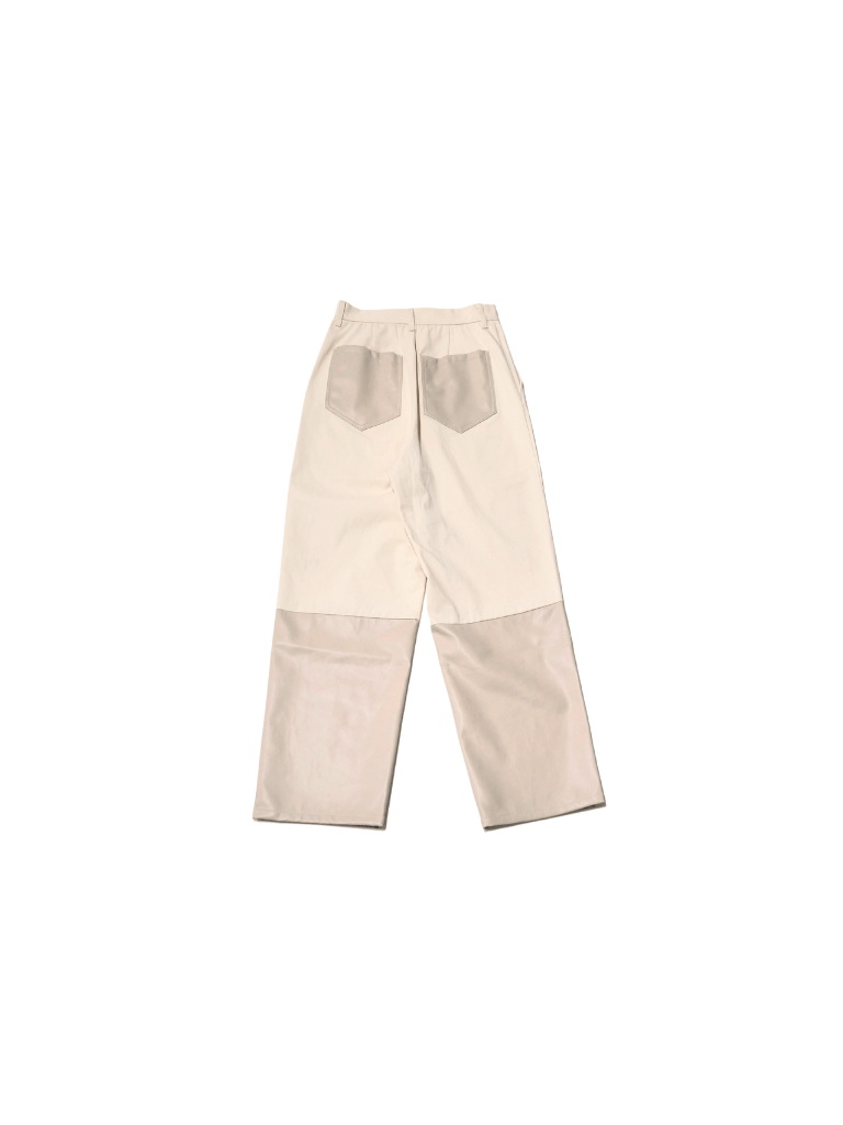 fake leather switching pants