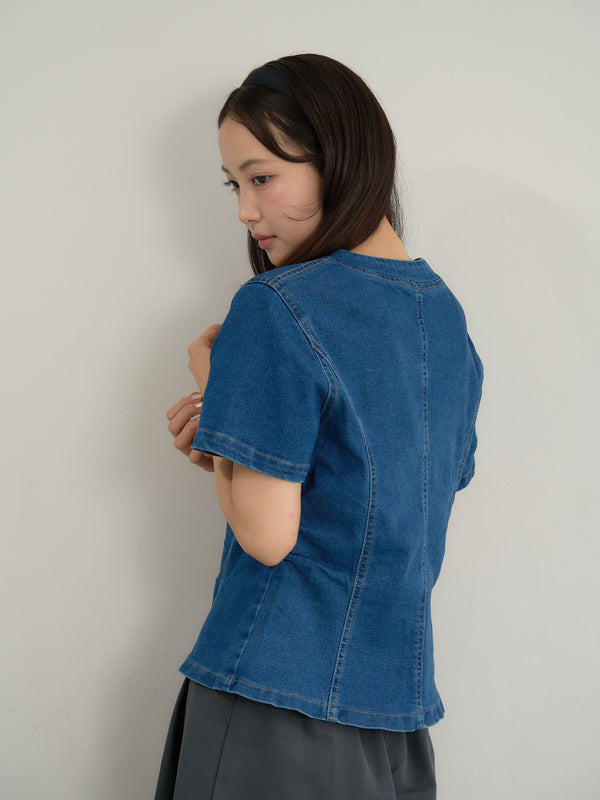 zip denim top