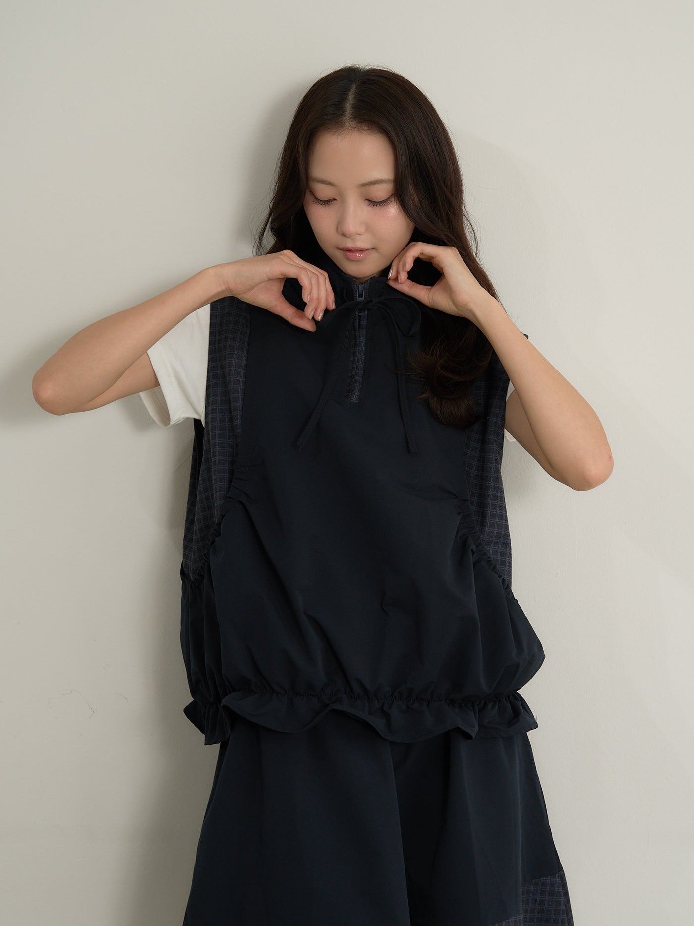 check vest & skirt set
