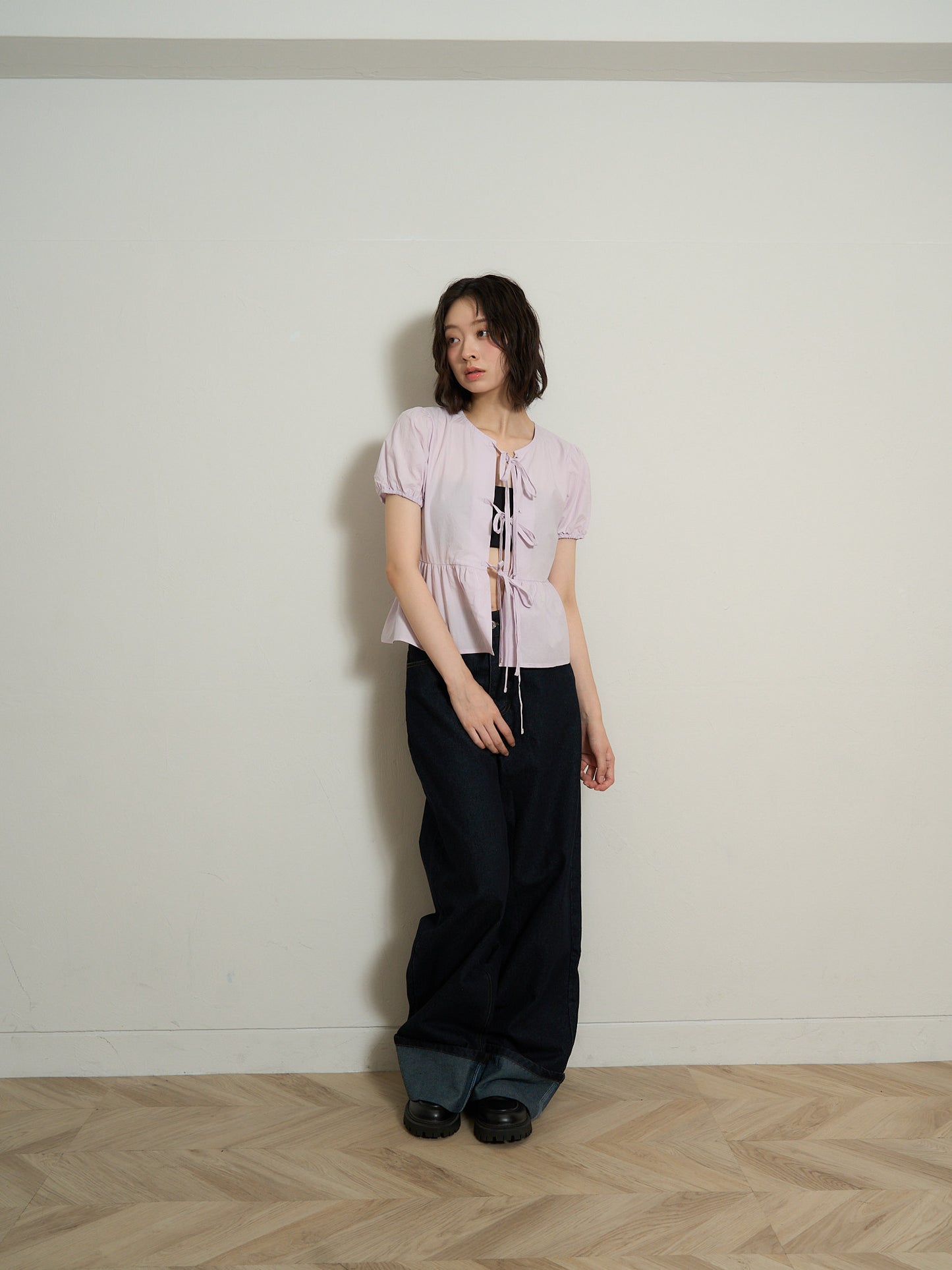 ribbon flare blouse