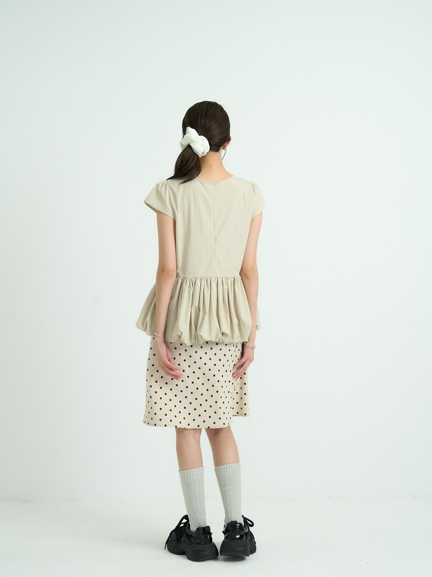 peplum puff sleeve blouse